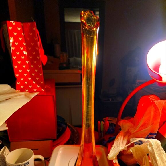 Elegant Amber Glass Vase